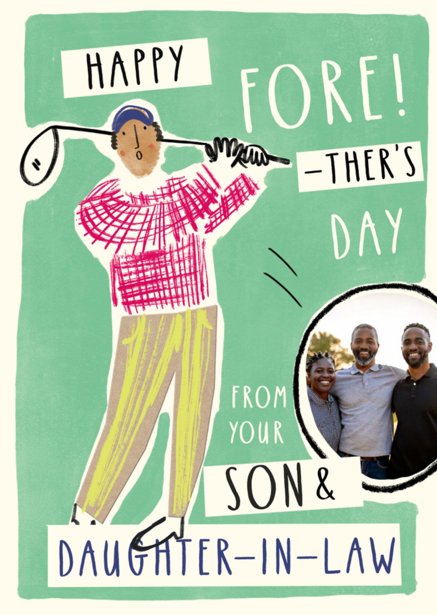 Moonpig Happy ForetherâS Day Illustrated Golfer Photo Upload Fatherâ	