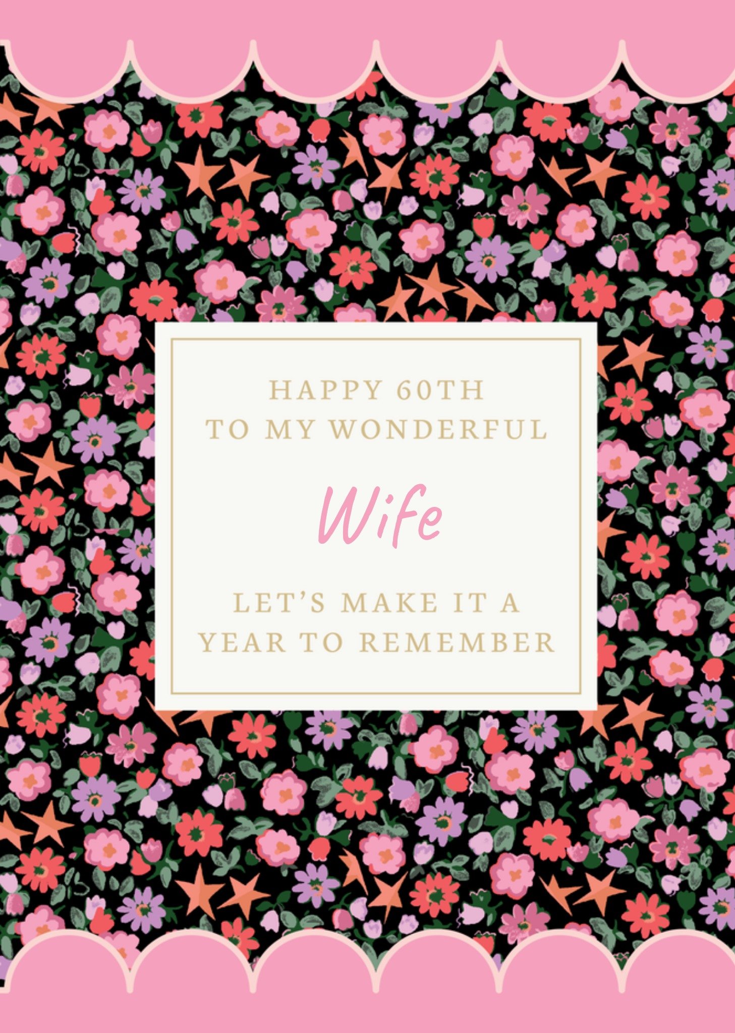 Cath Kidston Happy 60th To My Wonderful Wife Floral Birthday Card