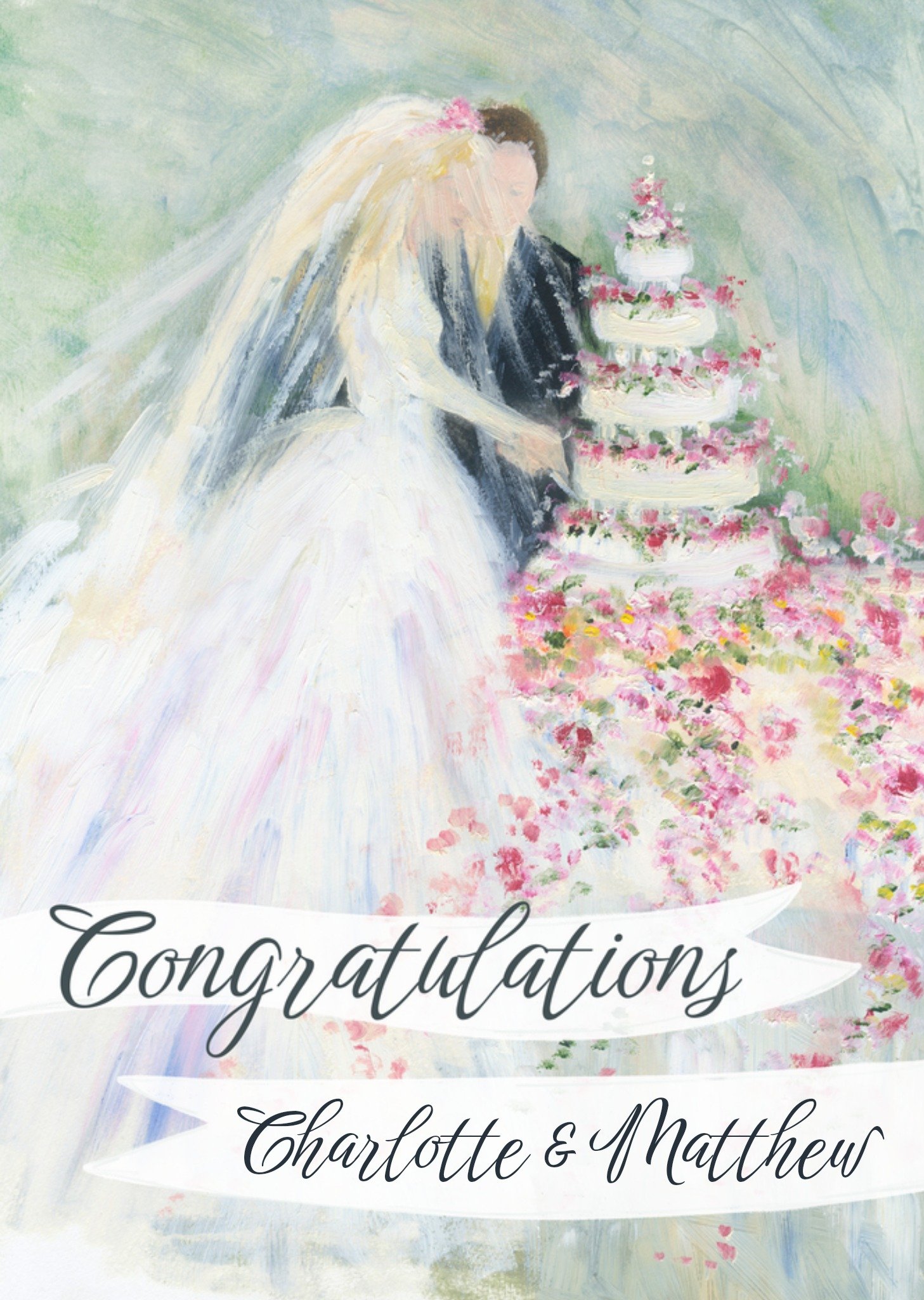 Moonpig Cut The Cake Traditional Wedding Congratulations Card, Large