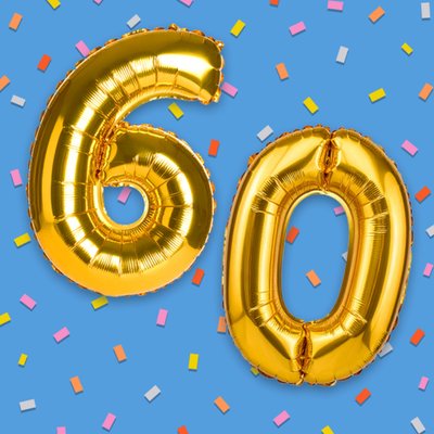 60 Balloon Confetti Typography Card