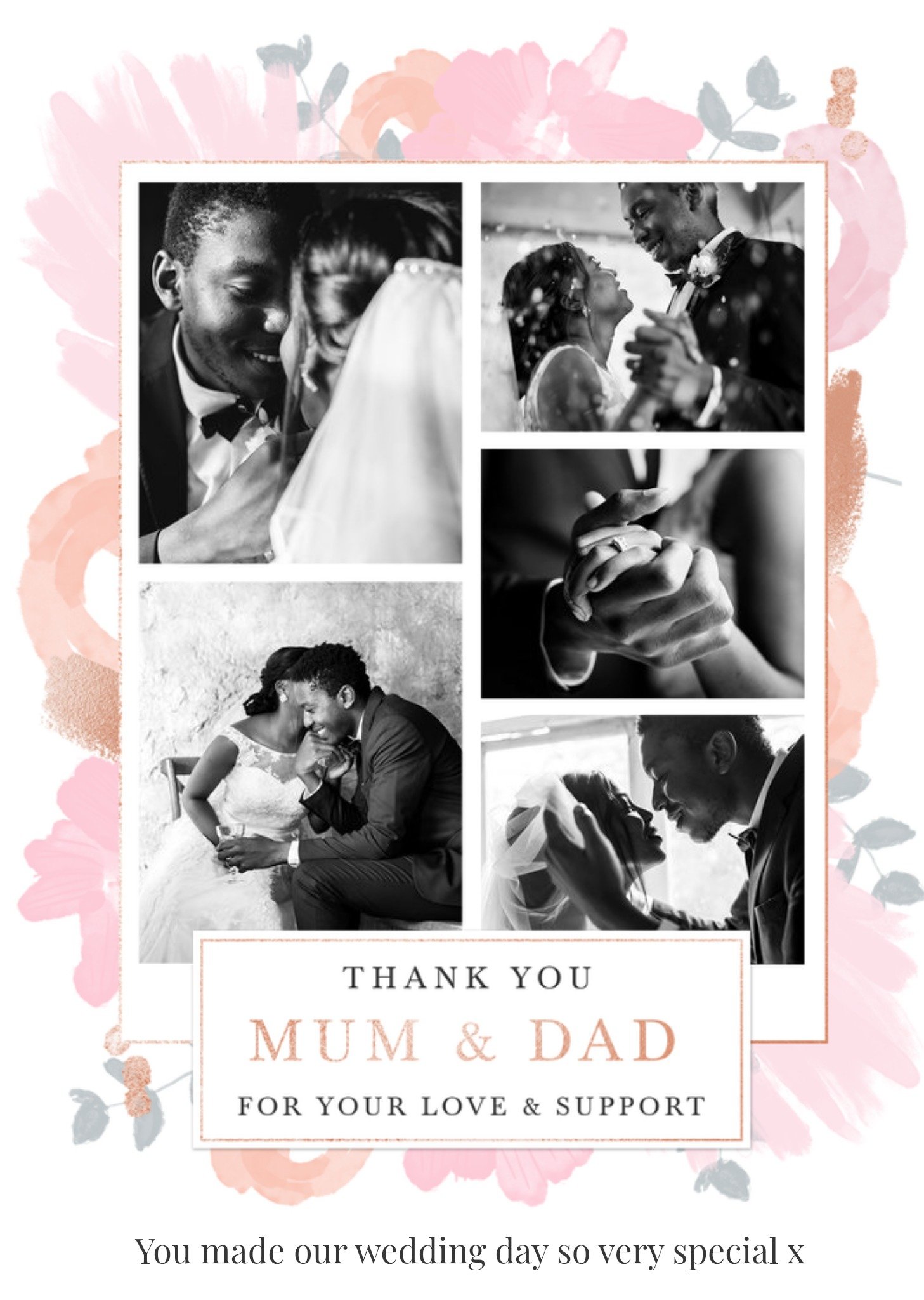 Moonpig Wedding Card - Thank You - Mum & Dad - For Your Love And Support - Photo Upload
