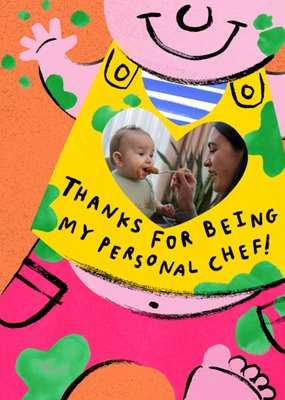 Thanks For Being My Personal Chef Illustrated Photo Upload Mother's Day Card