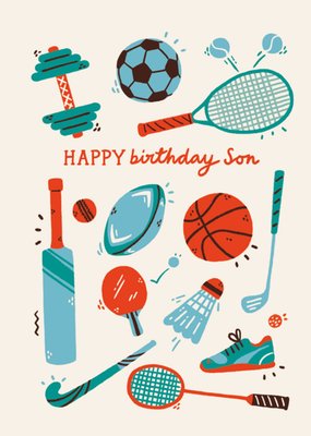 Happy Birthday Son Illustrated Sports Card