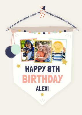 Happy 8th Birthday Photo Upload Card