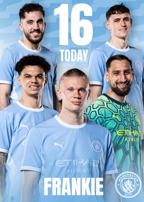 Manchester City FC Team Players 16th Birthday Card