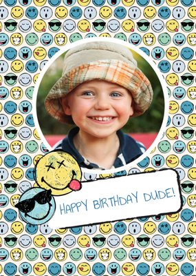 Smiley World Happy Birthday Dude Photo Upload Card