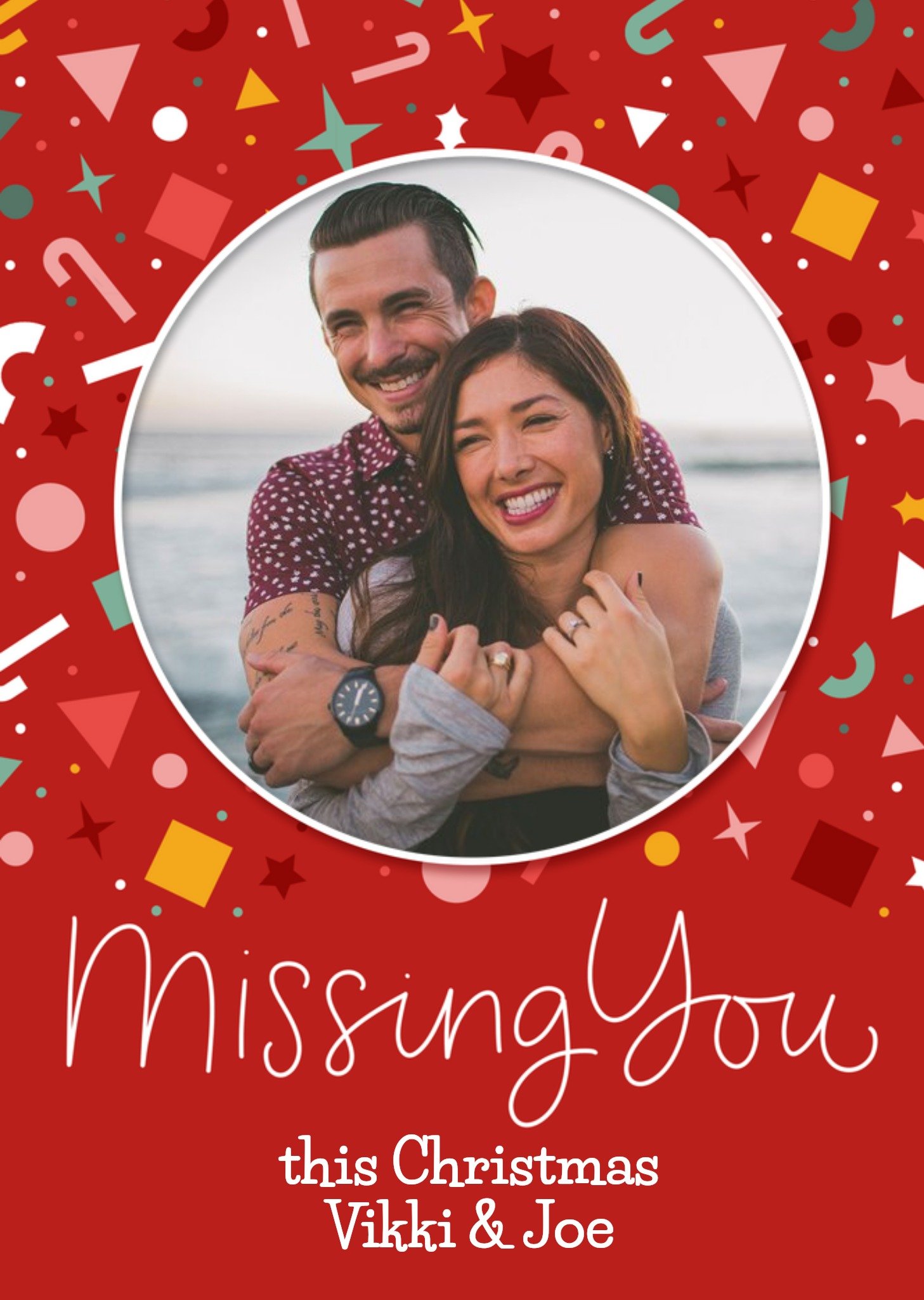 Moonpig Modern Photo Upload Missing You Christmas Card