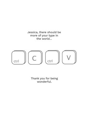 Ctrl C And Ctrl V Personalised Thank You Postcard