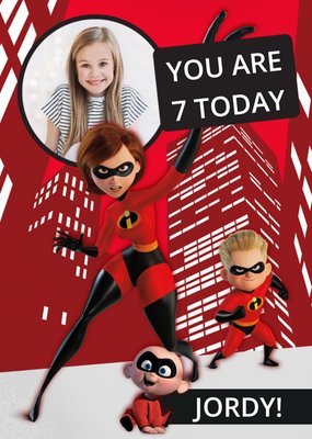 Birthday Card - The Incredibles 2 - Disney Pixar - 7 today - photo upload card