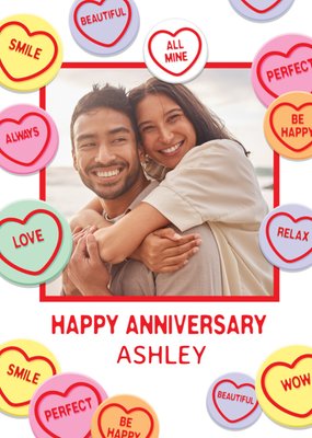 Swizzels Love Hearts Photo Upload Anniversary Card