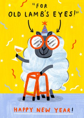 For Old Lamb's Eyes Funny Illustrated New Year Card