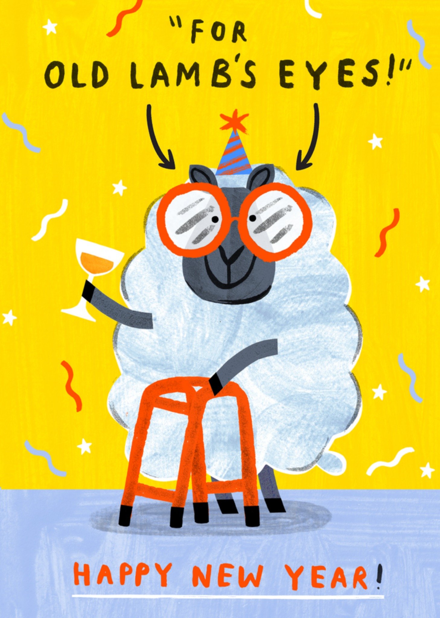 Moonpig For Old Lamb's Eyes Funny Illustrated New Year Card