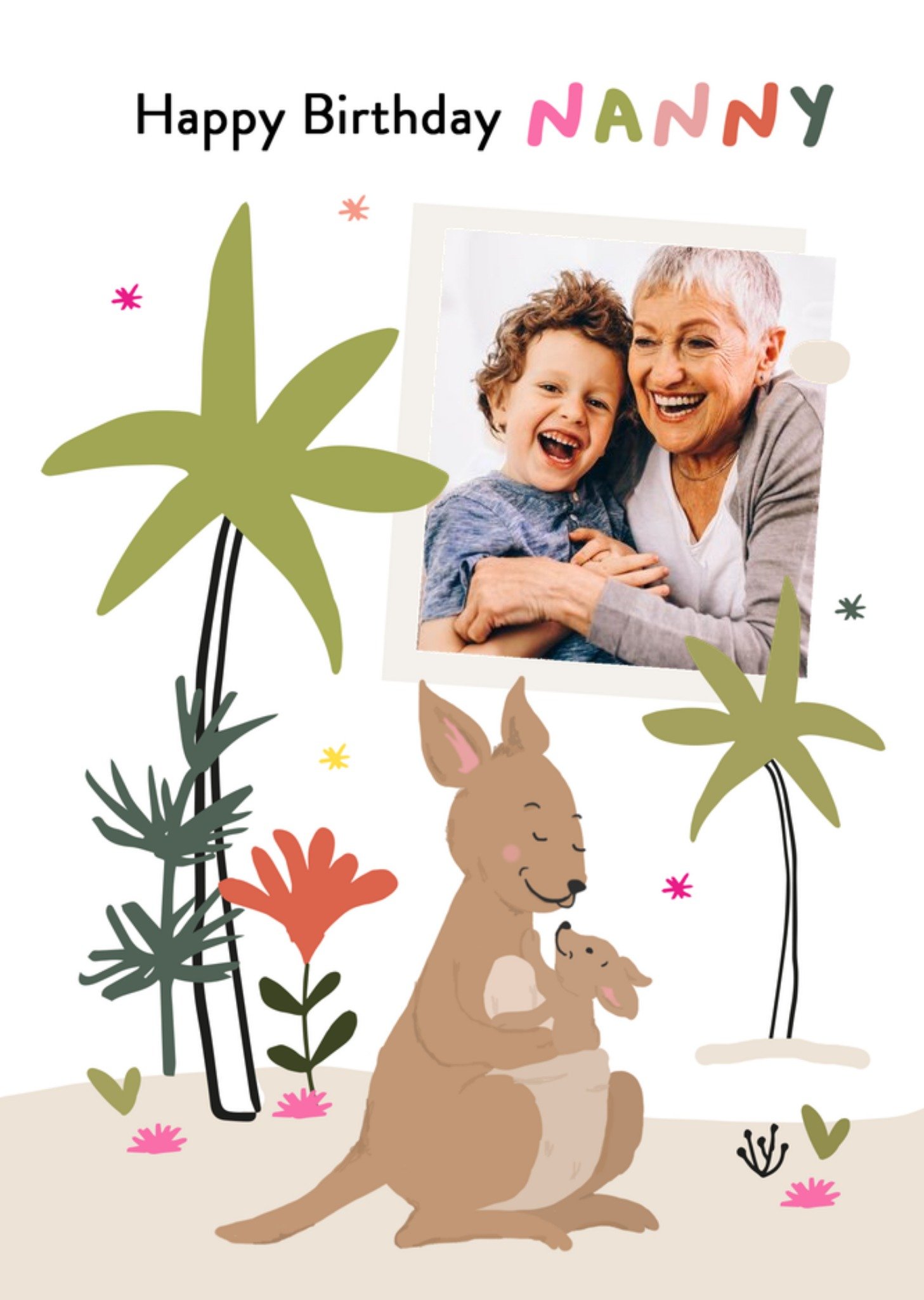 Moonpig Illustrated Kangaroo And Joey Nanny Birthday Card
