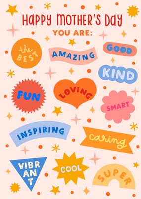 Fun Bright Modern Typographic Inspiring Sentimental Mothers Day Card