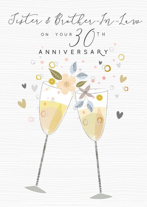 Laura Darrington Modern Champagne Flutes Mum And Dad 30th Anniversary Card