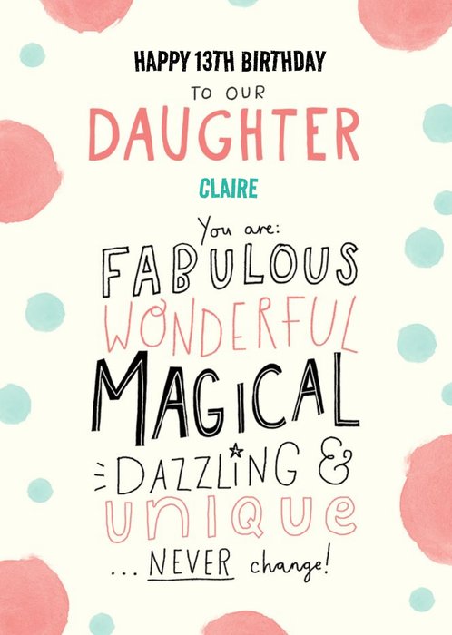 Modern typographic Daughter Birthday Card