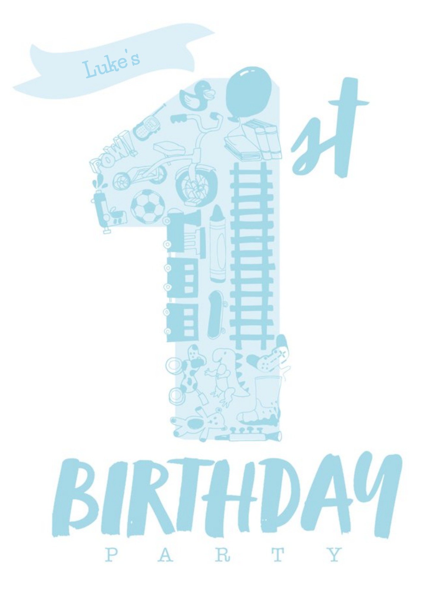 Moonpig Personalised 1st Birthday Party Invitation In Blue