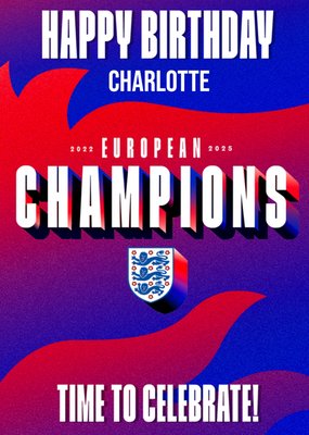 England Lionesses Happy Birthday Euros 2025 Typographic Card