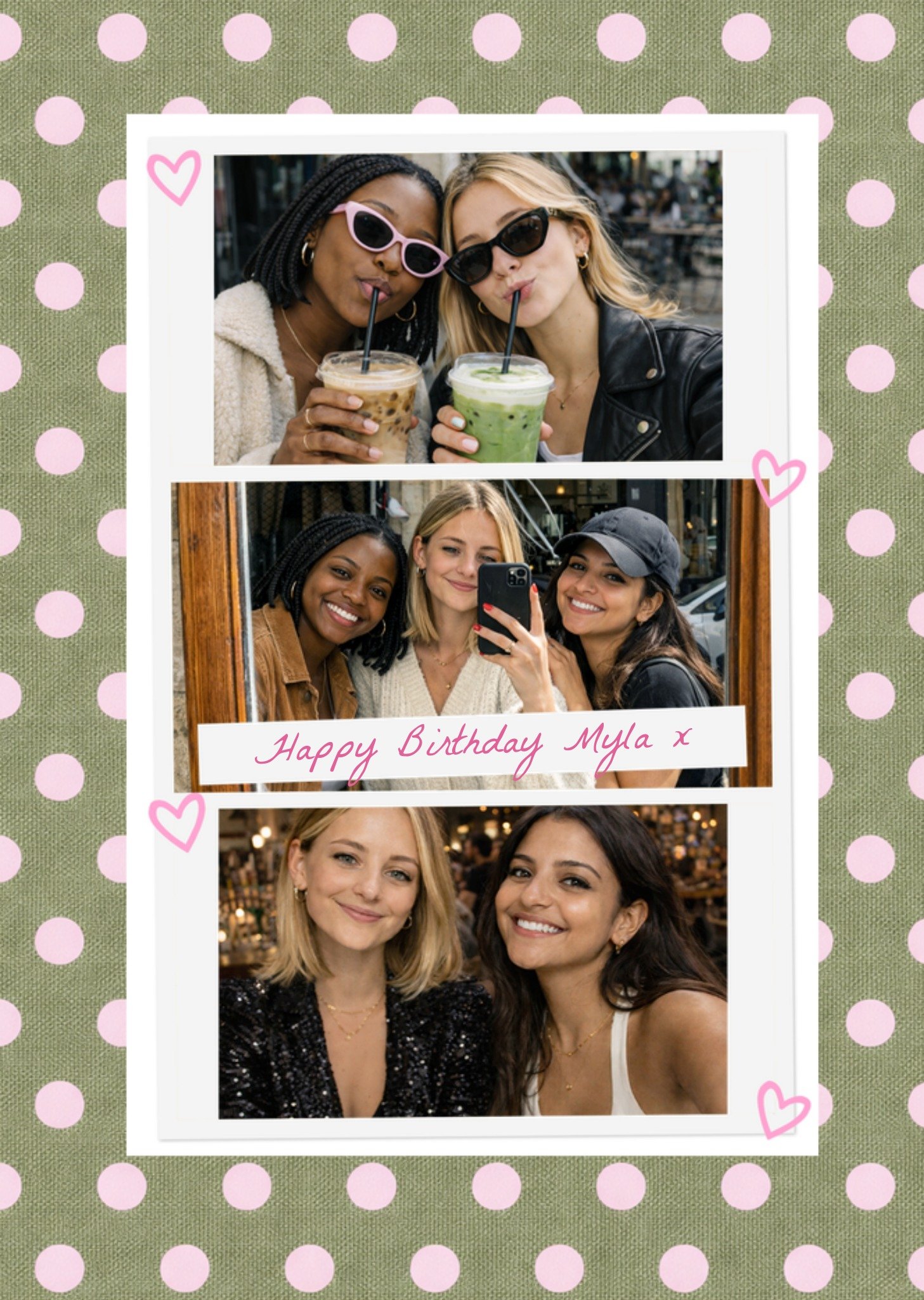 Moonpig Polka Dot Photo Upload Collage Birthday Card