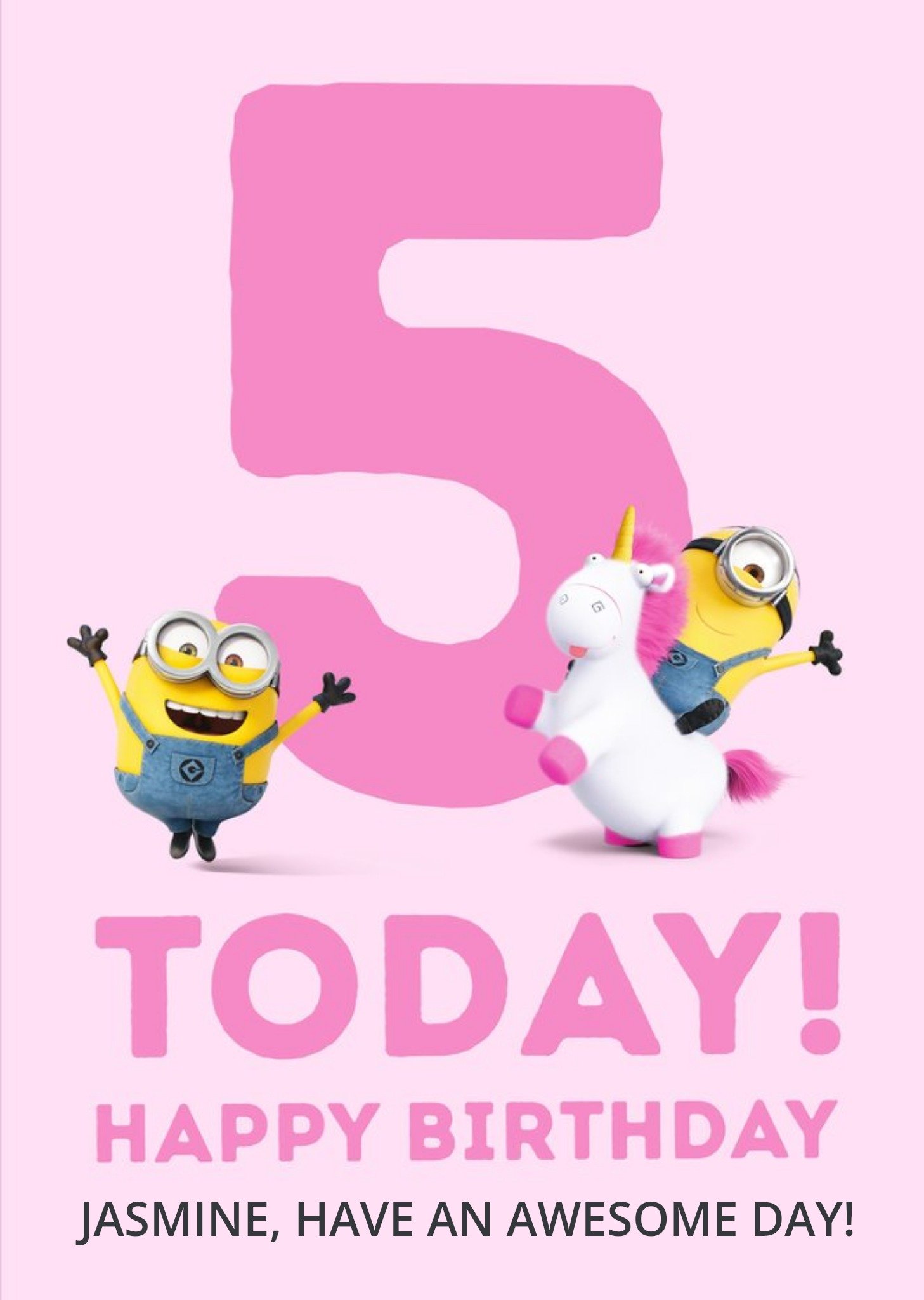 Despicable Me Minions 5 Today Happy Birthday Card
