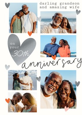 Darling Grandson And Amazing Wife 30th Anniversary Photo Upload Card
