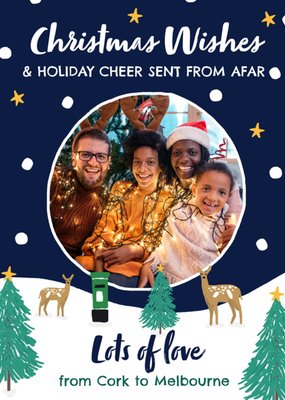 Christmas Wishes And Holiday Cheer Sent From Afar Photo Upload Card