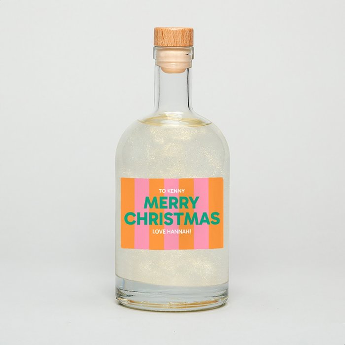Personalised Merry Christmas Glitter Gin 50cl
