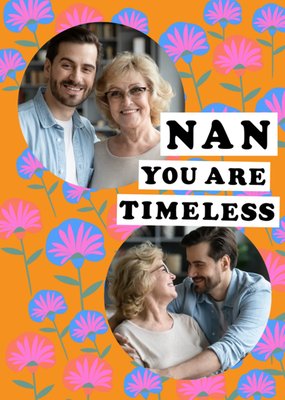 Timeless Floral Photo Upload Nan Birthday Card 