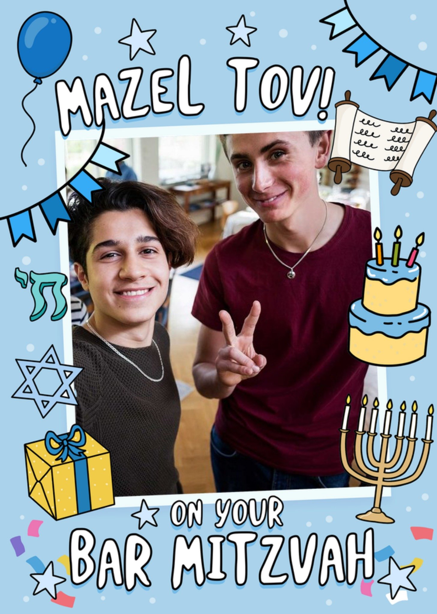 Moonpig Bar Mitzvah Photo Upload Good Luck Card