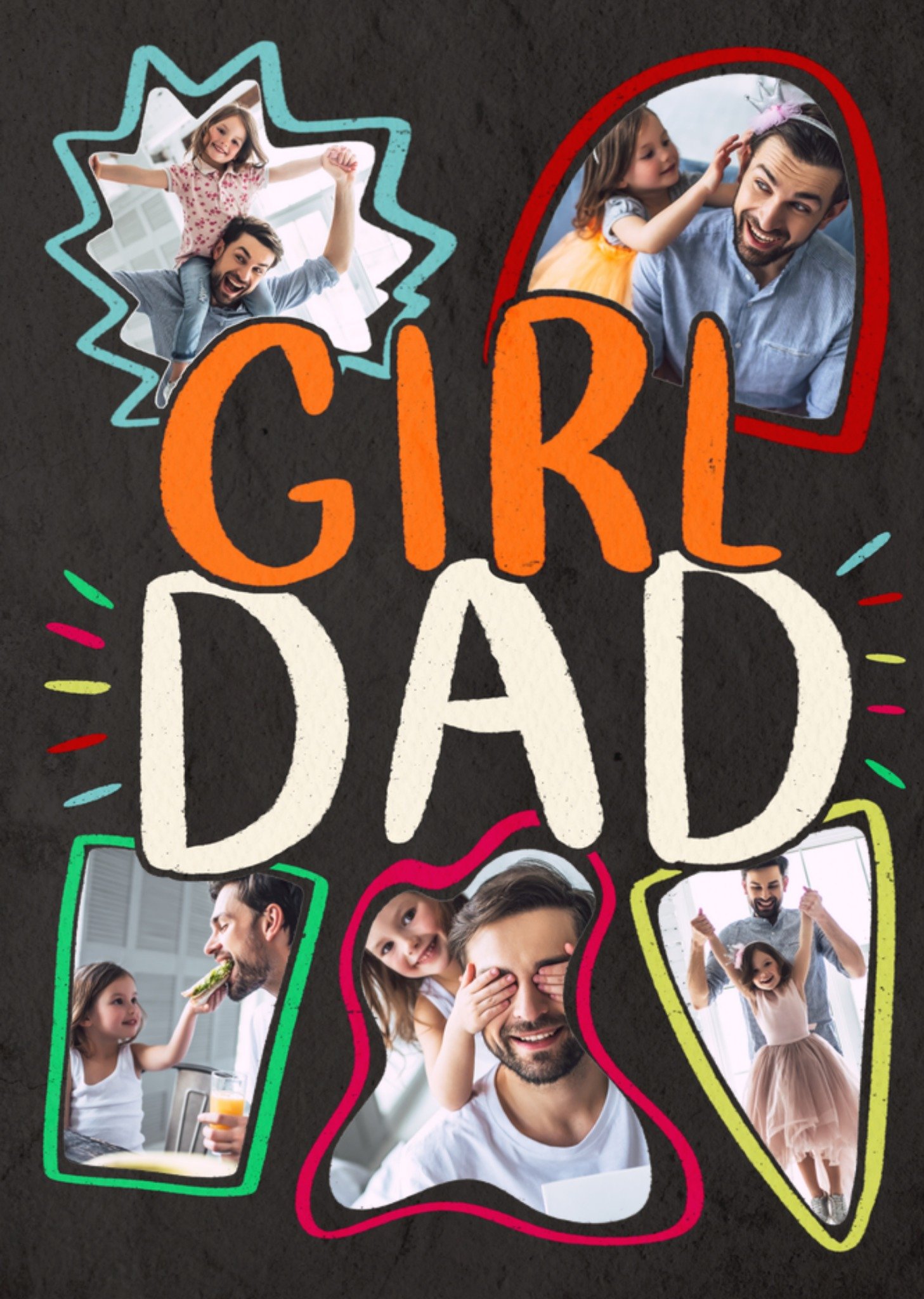 Moonpig Girl Dad Bold Typography Photo Upload Father's Day Card