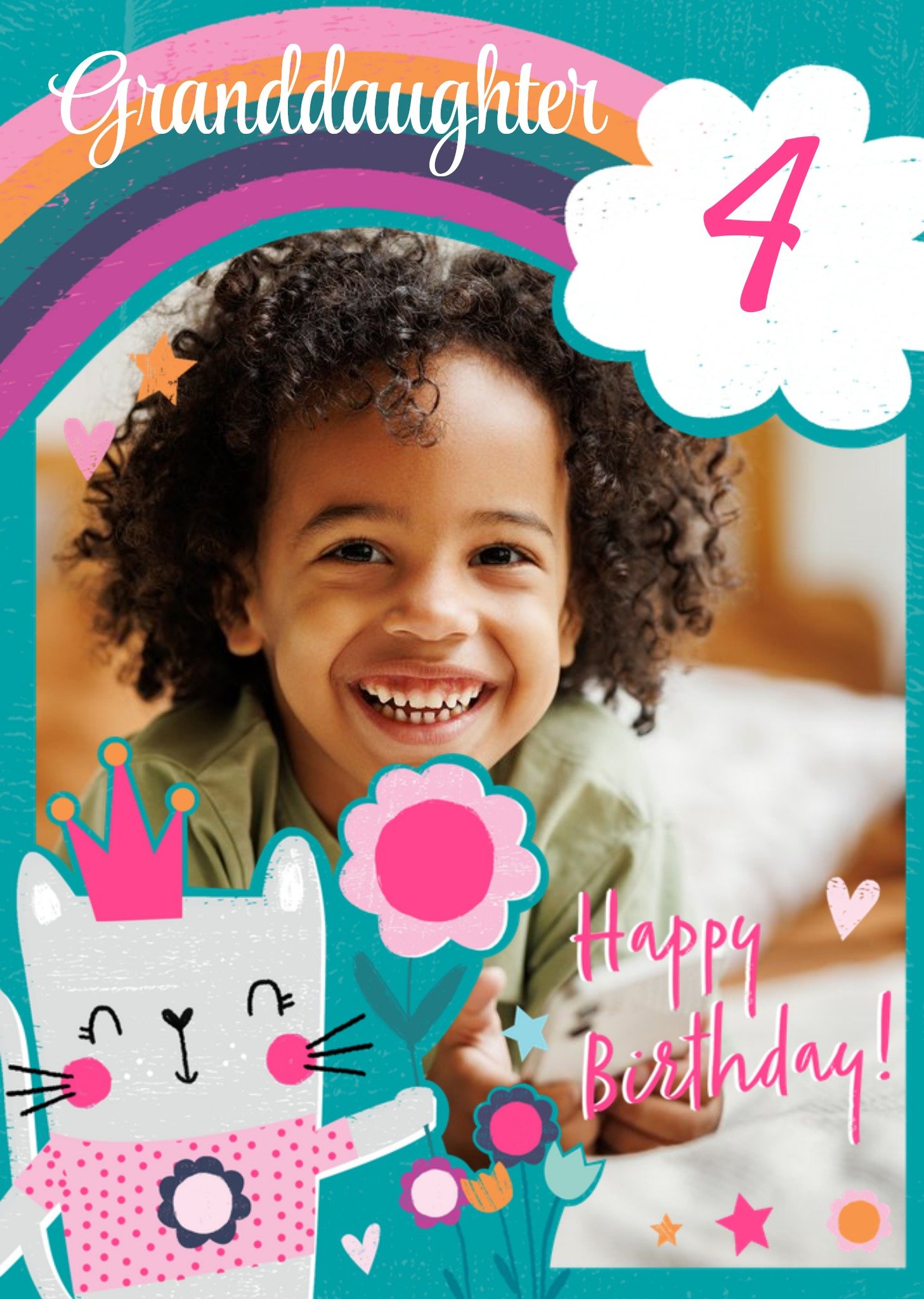 Moonpig Cute Kitten Princess Illustration Photo Upload Birthday Card