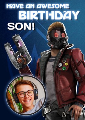 Guardians Of The Galaxy Awesome Birthday Son Photo Upload Birthday Card