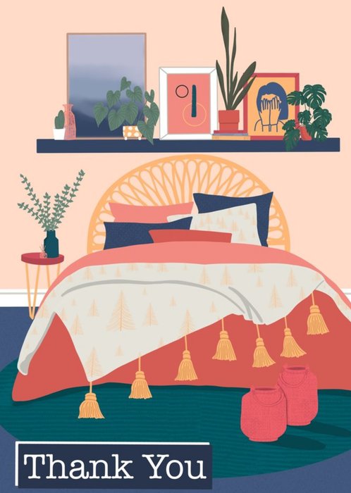 Bedroom Illustration Thank You Card