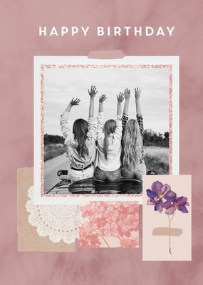 Happy Birthday Instant Photo Flower Personalised Birthday Card