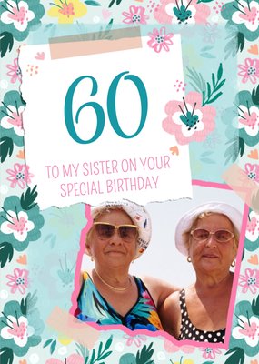 Floral Editabe Age Photo Upload Birthday Card