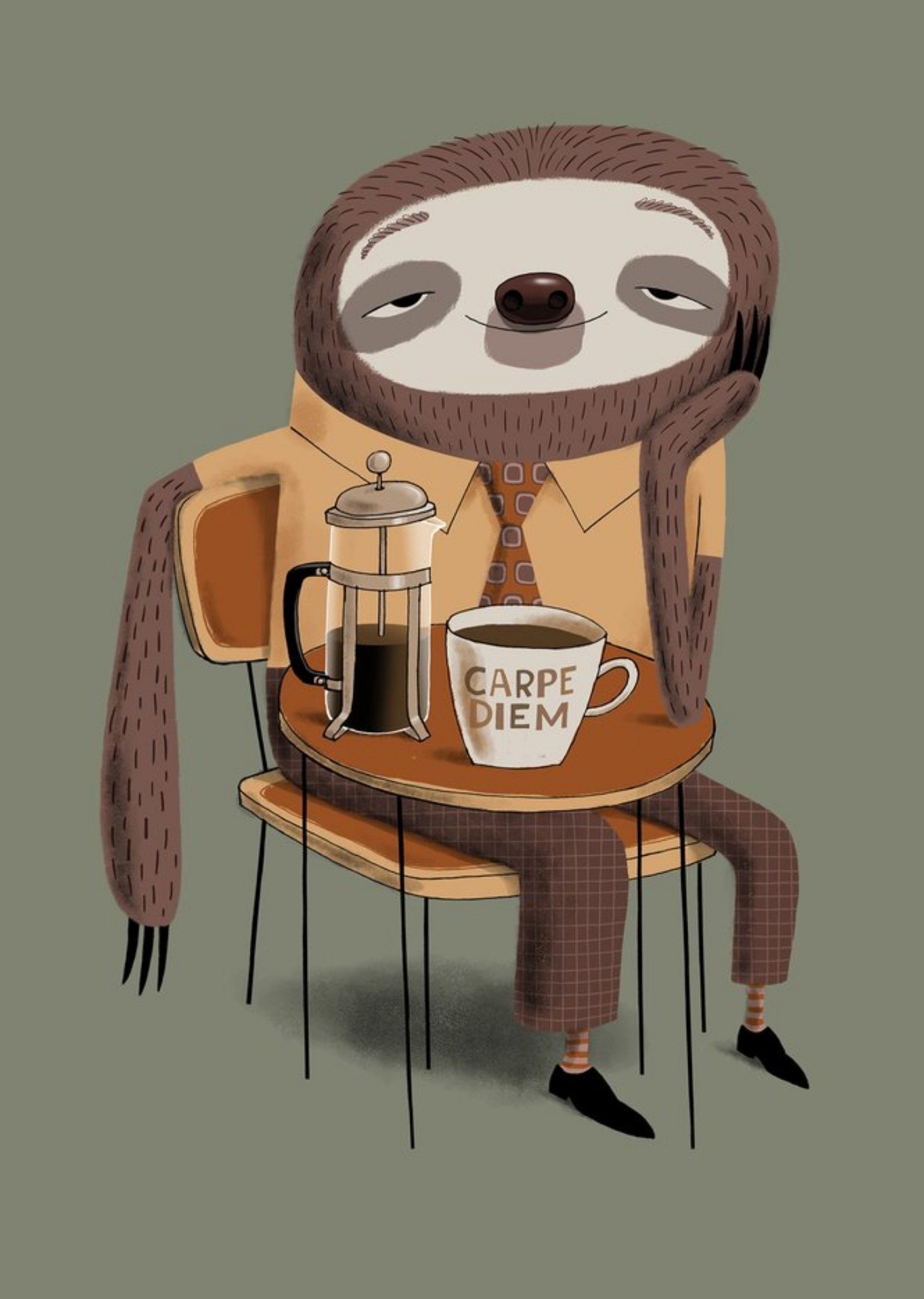 Moonpig Modern Cute Illustration Relaxed Cee Sloth Card