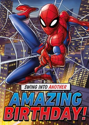 Marvel Spider Man Swing Into Another Amazing Birthday Illustrated Card