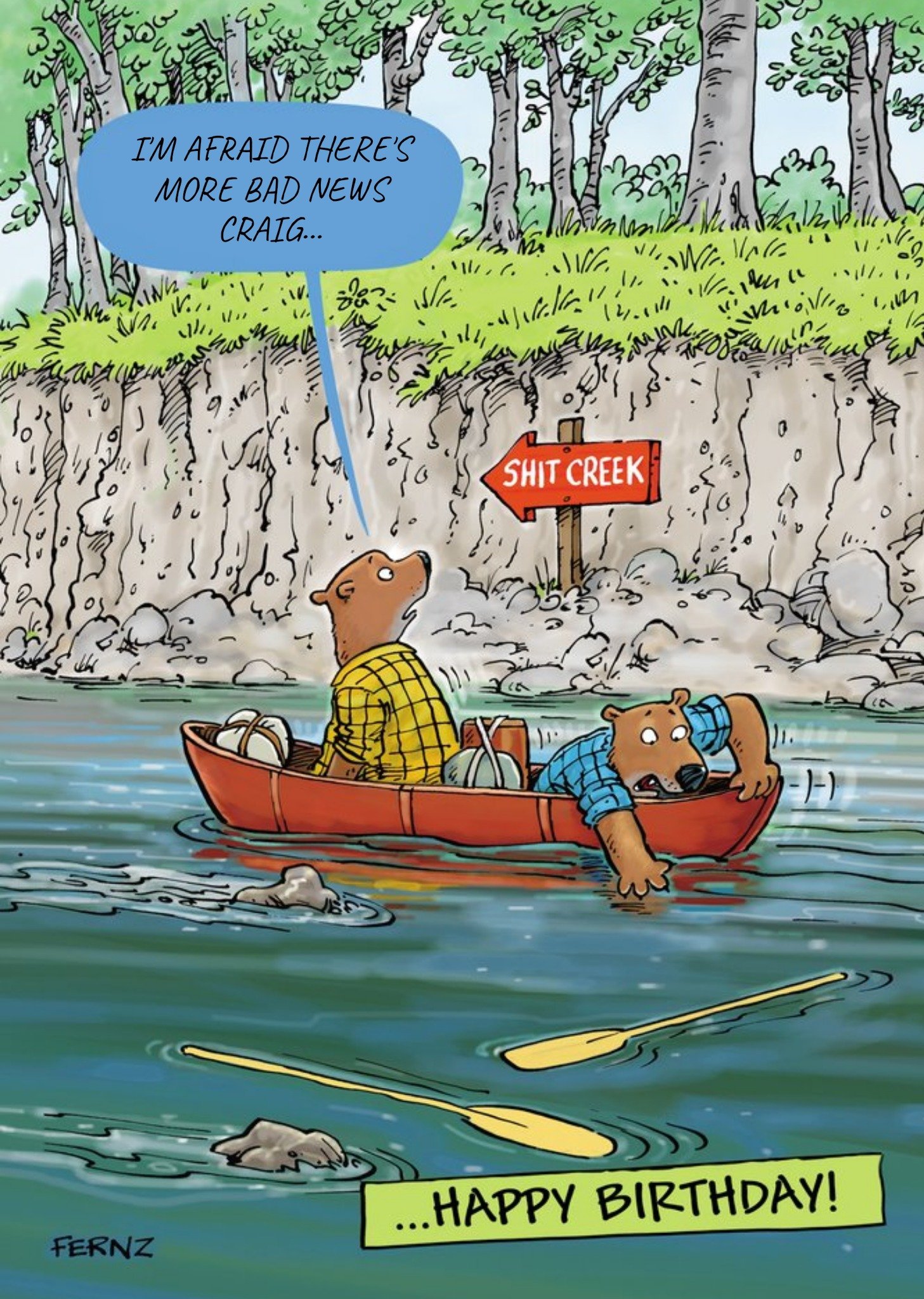 Moonpig Funny Canoeing Bears Birthday Card