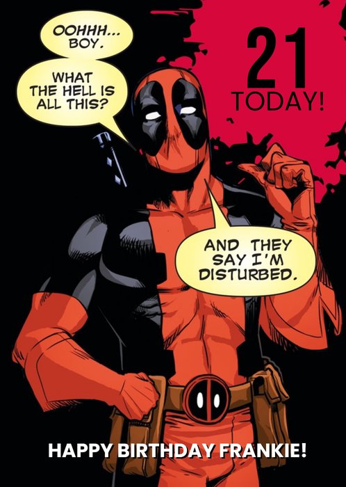 Deadpool Birthday Card Oohh Boy 21 today!