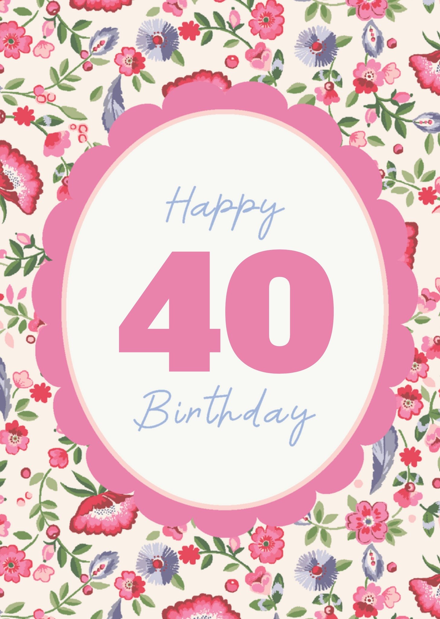 Cath Kidston Happy 40 Birthday Floral Pattern Card