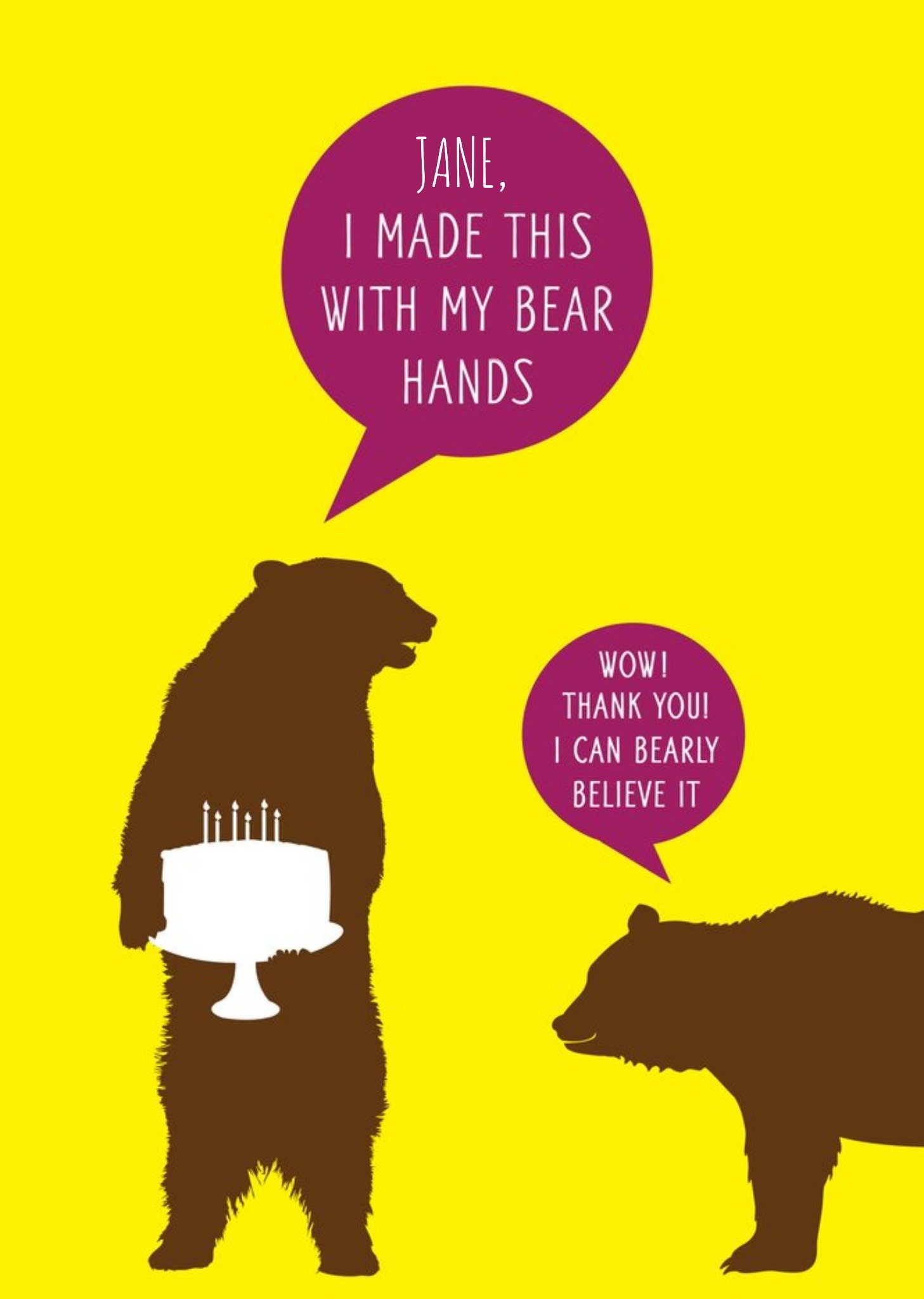 Moonpig Funny Bears And Cake Birthday Card