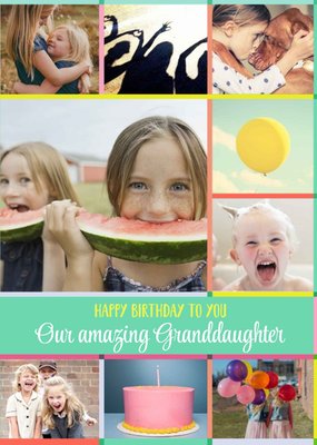 Green Multiple Photo Upload Happy Birthday To You Our Amazing Granddaughter Card