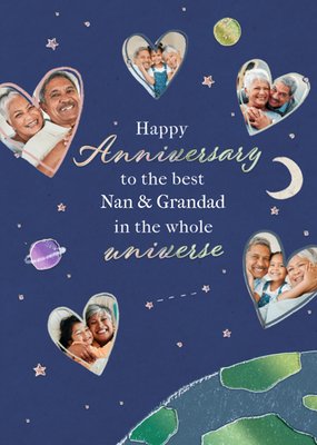 Best Nan & Grandad In The Whole Universe Photo Upload Anniversary Card