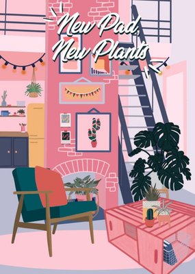 New Pad New Plants Illustration New Home Card