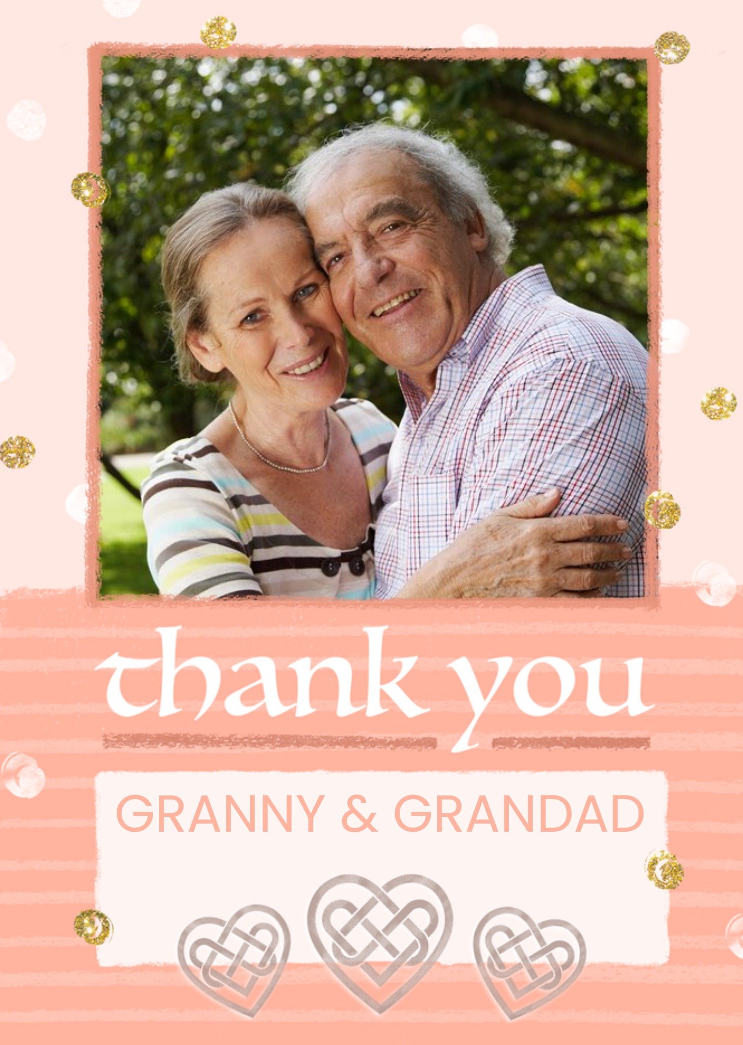 Moonpig Pink Photo Frame Customisable Photo Upload Thank You Card