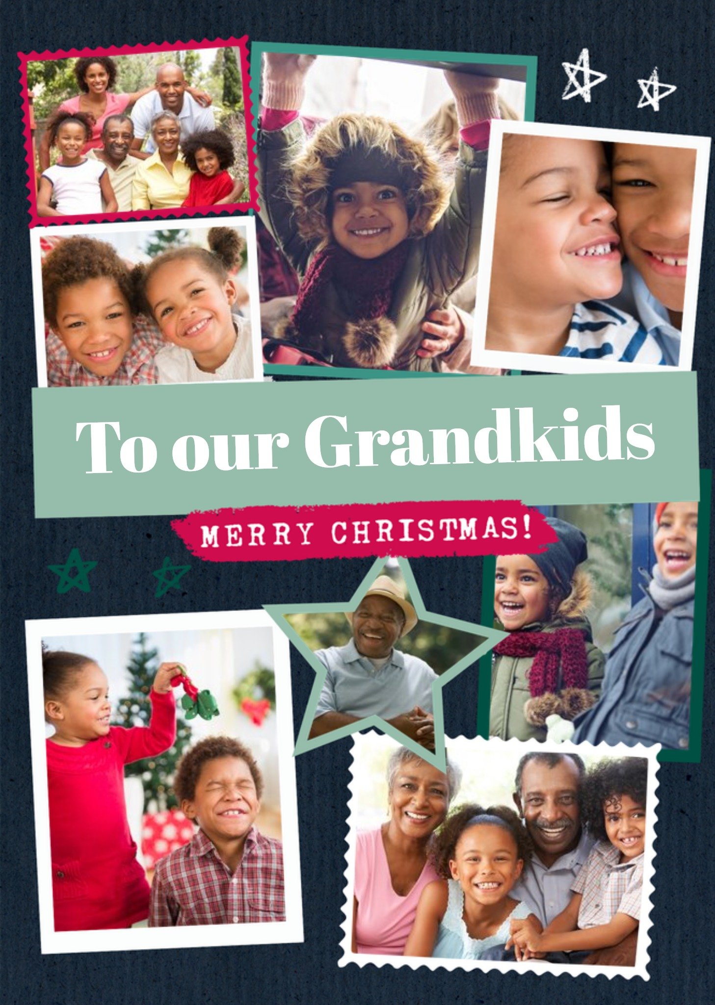 Moonpig Modern Photo Upload Collage Merry Christmas To Our Grandkids Card
