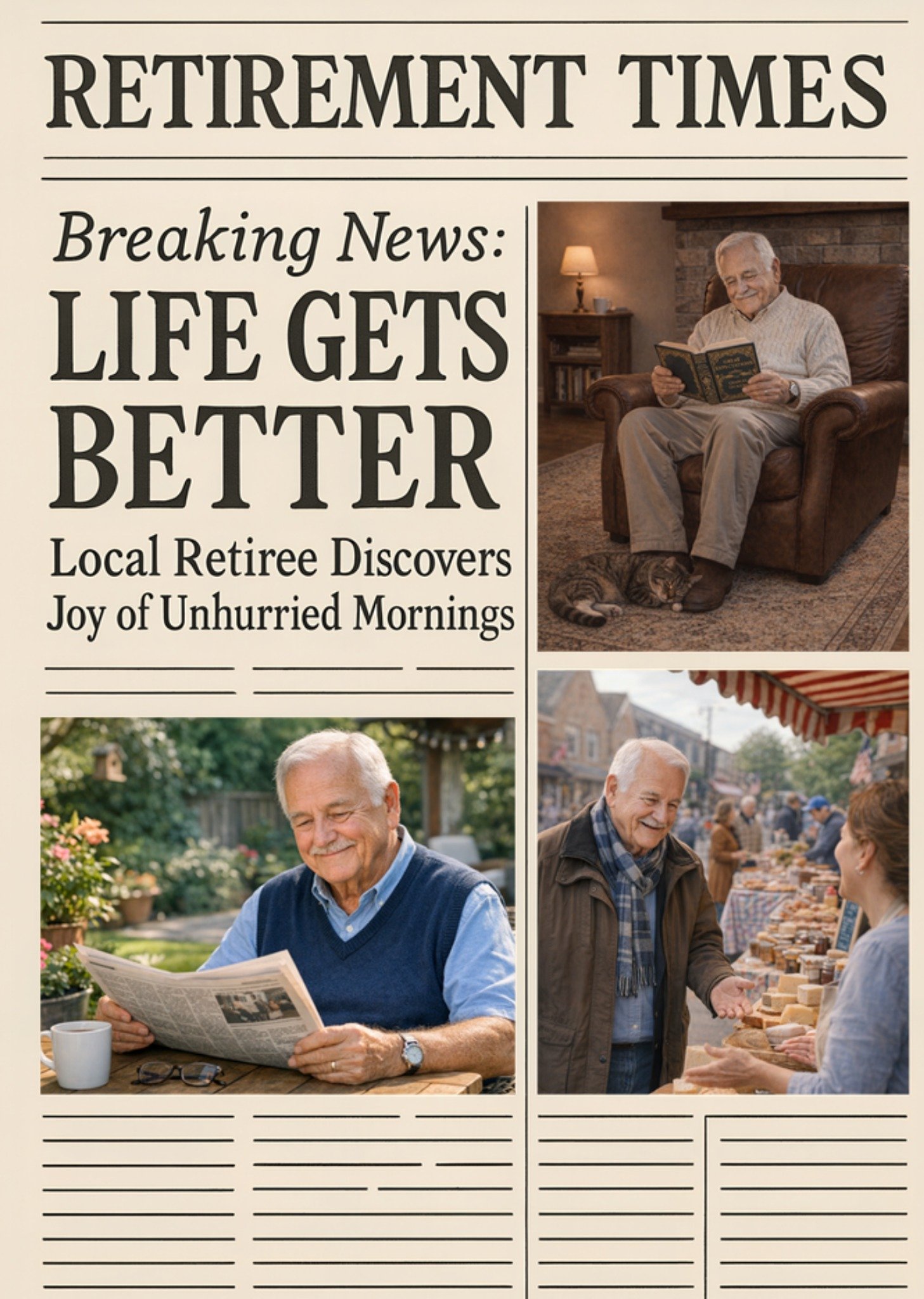 Moonpig Life Gets Better Newspaper Collage Photo Upload Retirement Card