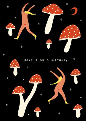 Toadstool & Girl Illustrated Birthday Card