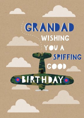 Illustrated Spitfire Grandad Birthday Card