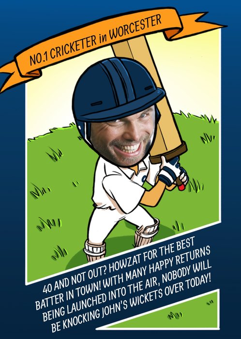 Birthday Card - Face In The Hole - Male - Photo Upload - Sport - Cricket